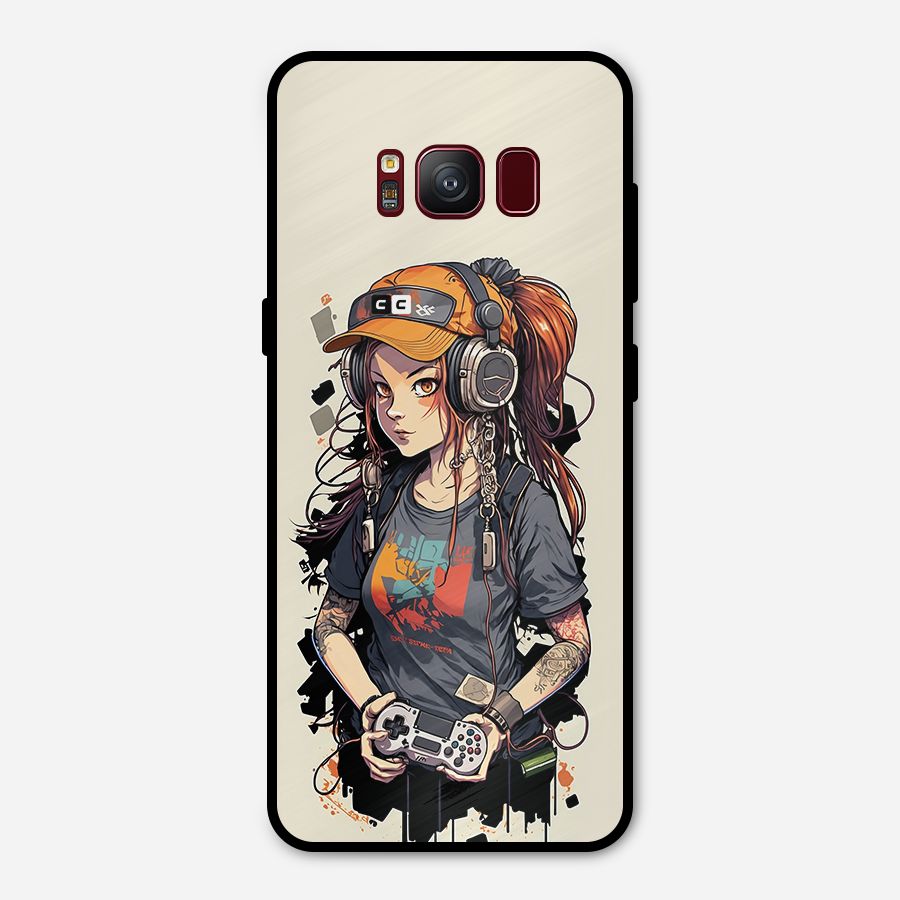 Cool Gamer Girl Metal Back Case for Galaxy S8