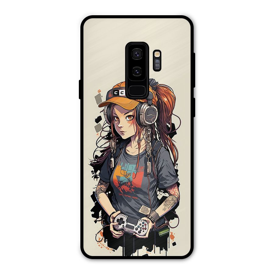 Cool Gamer Girl Metal Back Case for Galaxy S9 Plus