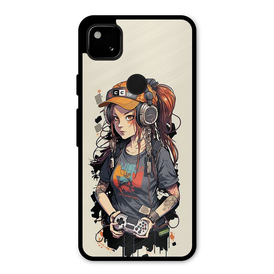 Cool Gamer Girl Metal Back Case for Google Pixel 4a