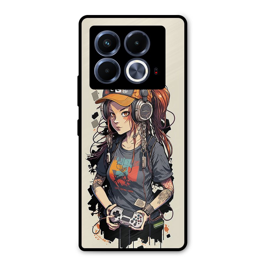 Cool Gamer Girl Metal Back Case for Infinix Note 40 5G