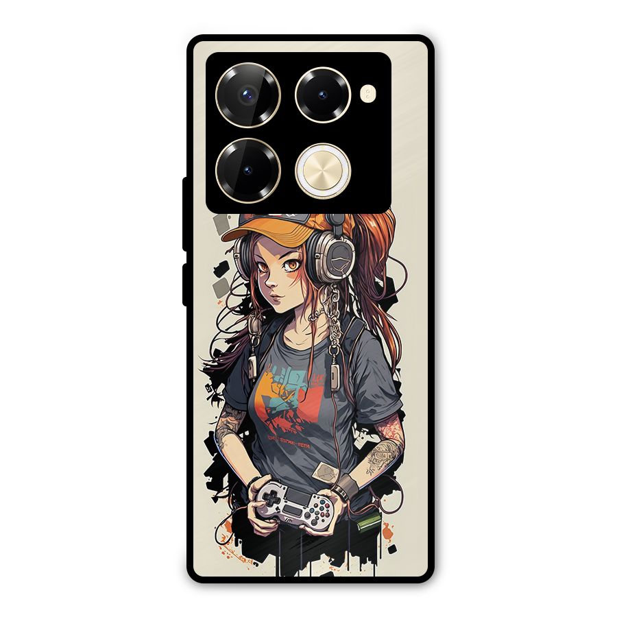 Cool Gamer Girl Metal Back Case for Infinix Note 40 Pro