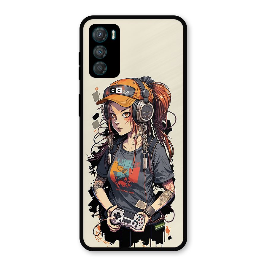 Cool Gamer Girl Metal Back Case for Moto G42