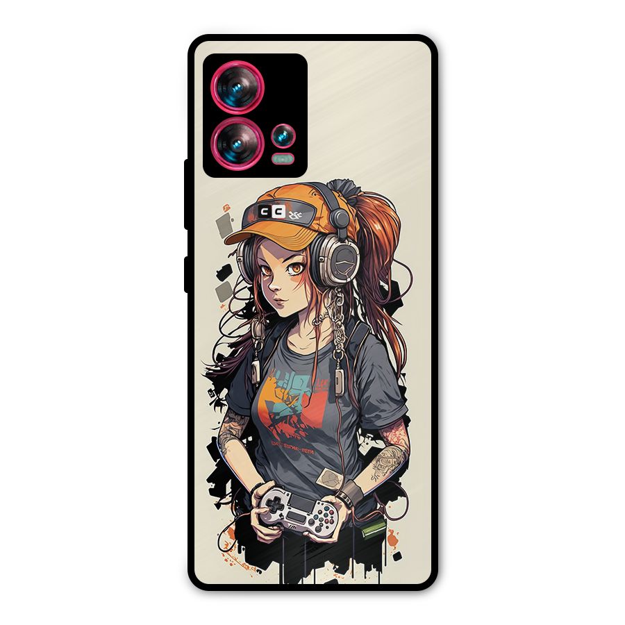 Cool Gamer Girl Metal Back Case for Motorola Edge 30 Fusion