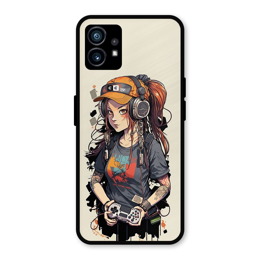 Cool Gamer Girl Metal Back Case for Nothing Phone 1