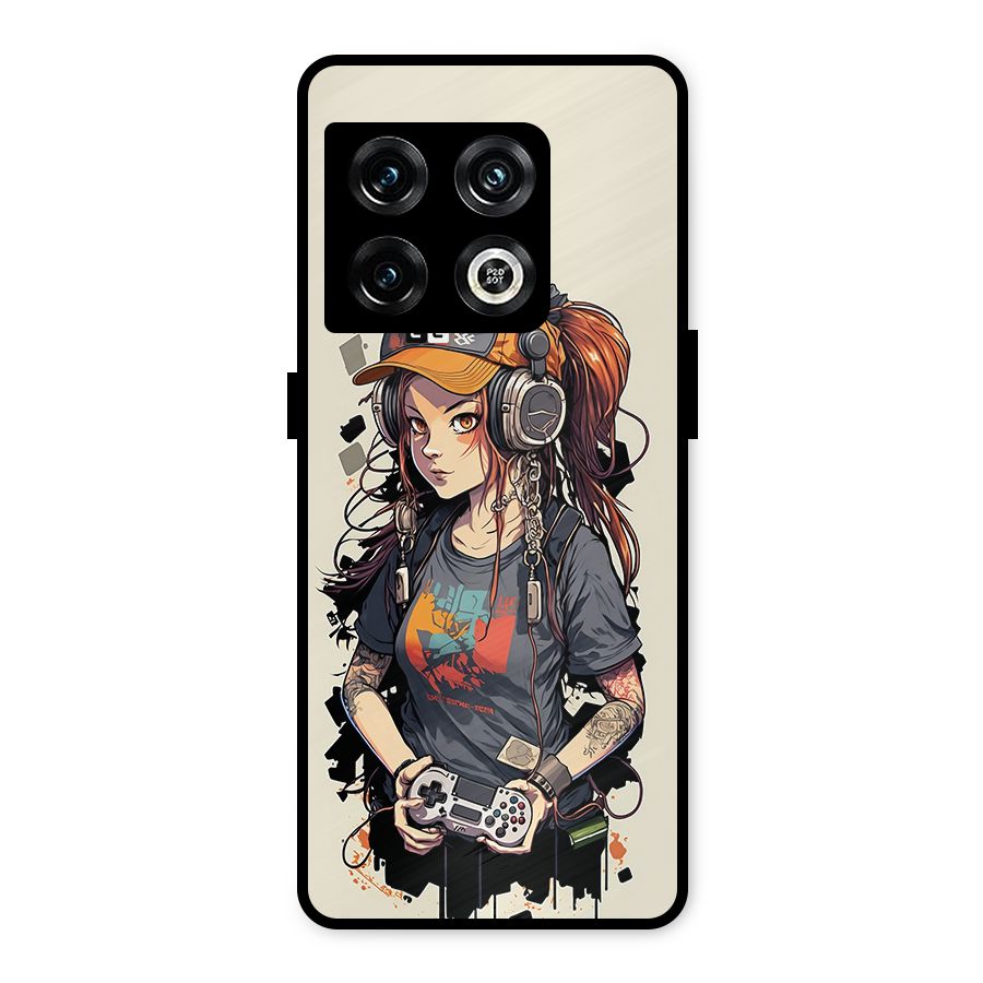 Cool Gamer Girl Metal Back Case for OnePlus 10 Pro 5G