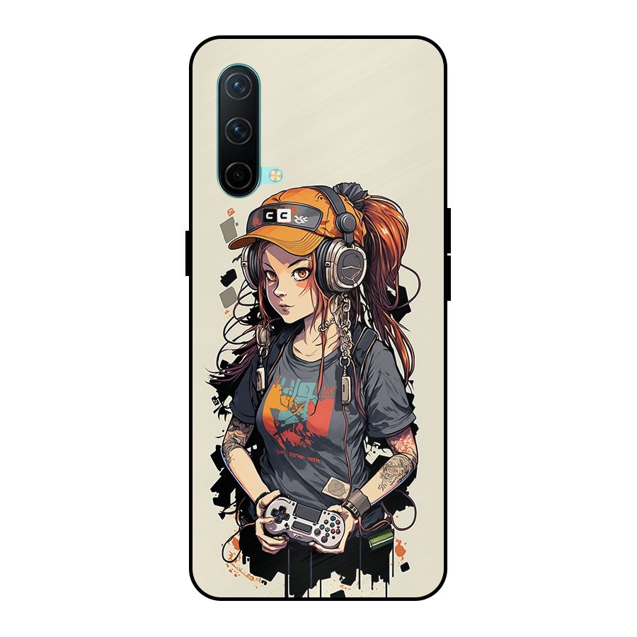 Cool Gamer Girl Metal Back Case for OnePlus Nord CE 5G