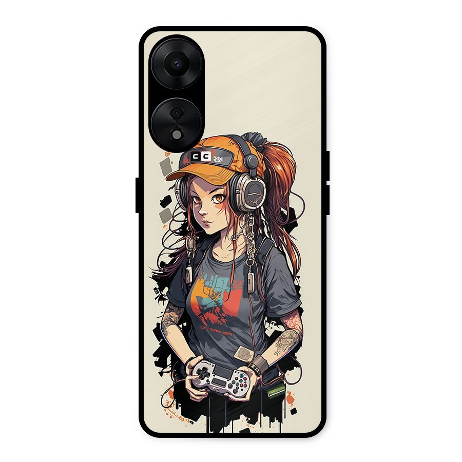 Cool Gamer Girl Metal Back Case for Oppo A78 5G