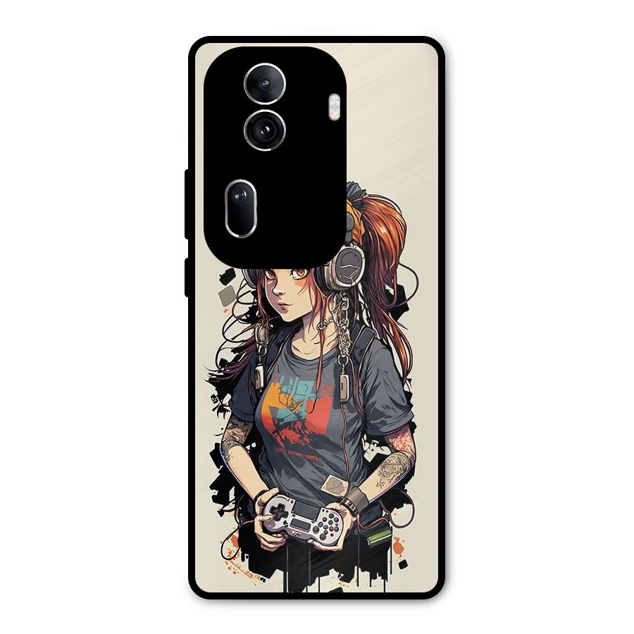 Cool Gamer Girl Metal Back Case for Oppo Reno11 Pro 5G