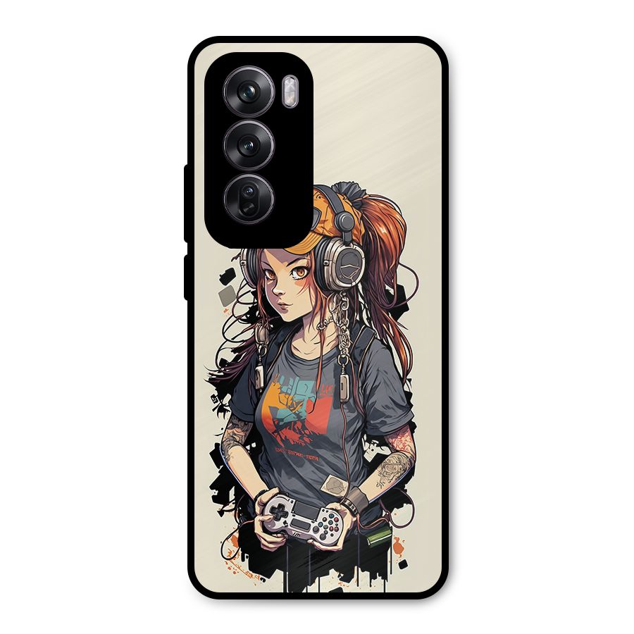 Cool Gamer Girl Metal Back Case for Oppo Reno12 Pro