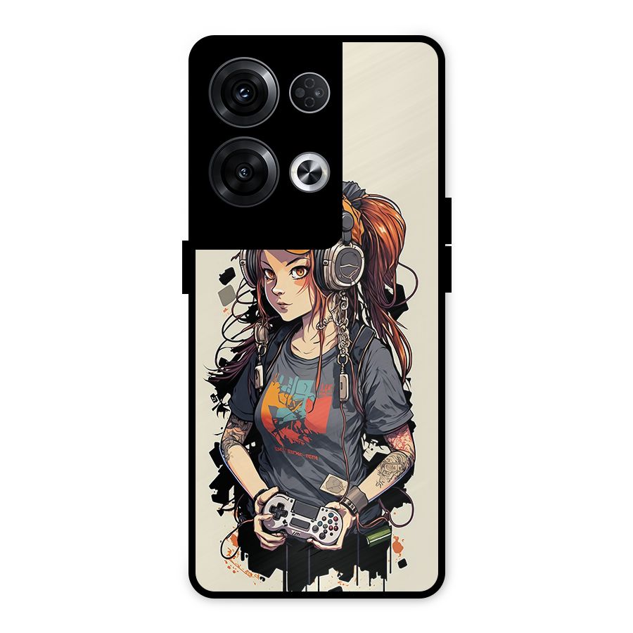 Cool Gamer Girl Metal Back Case for Oppo Reno8 Pro 5G