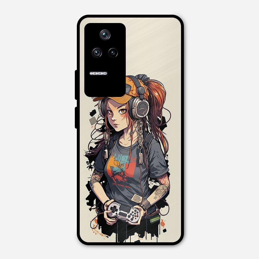 Cool Gamer Girl Metal Back Case for Poco F4 5G