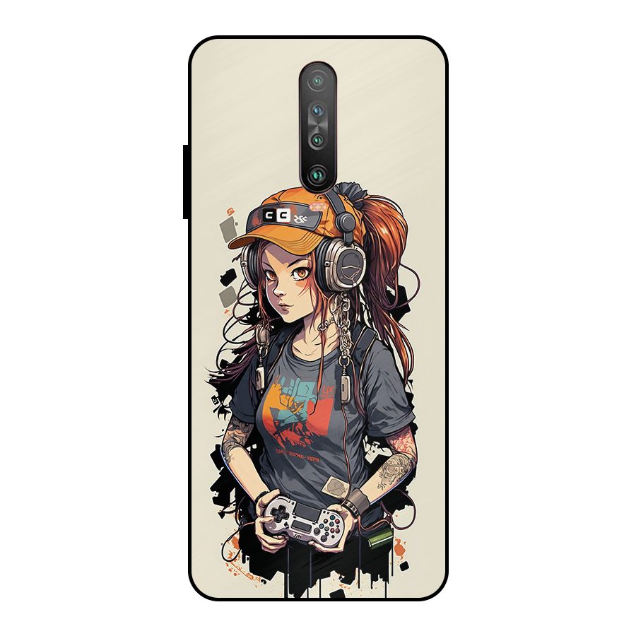 Cool Gamer Girl Metal Back Case for Poco X2