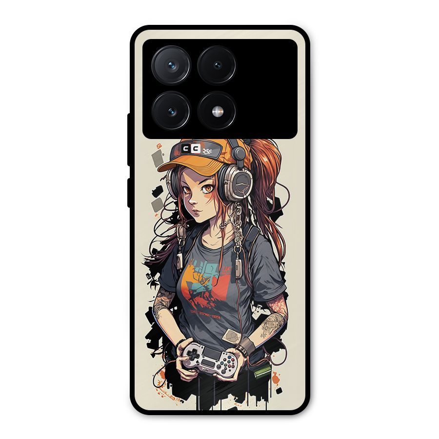 Cool Gamer Girl Metal Back Case for Poco X6 Pro