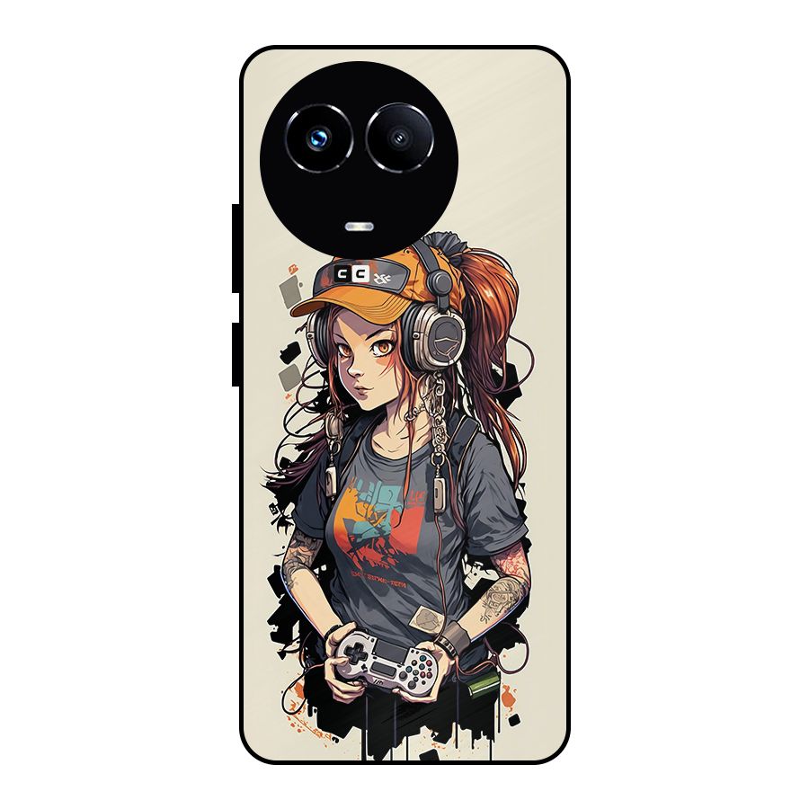 Cool Gamer Girl Metal Back Case for Realme 11X