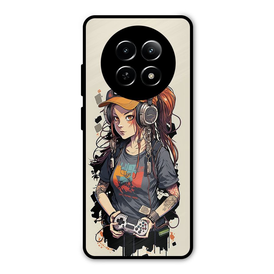 Cool Gamer Girl Metal Back Case for Realme 13