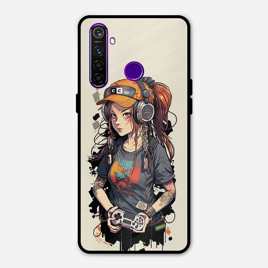 Cool Gamer Girl Metal Back Case for Realme 5 Pro