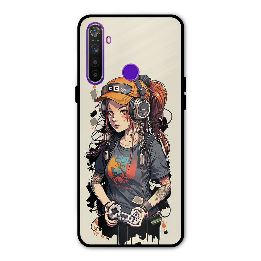 Cool Gamer Girl Metal Back Case for Realme 5i