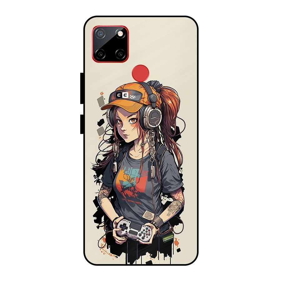 Cool Gamer Girl Metal Back Case for Realme C12