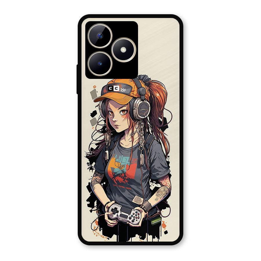 Cool Gamer Girl Metal Back Case for Realme C53