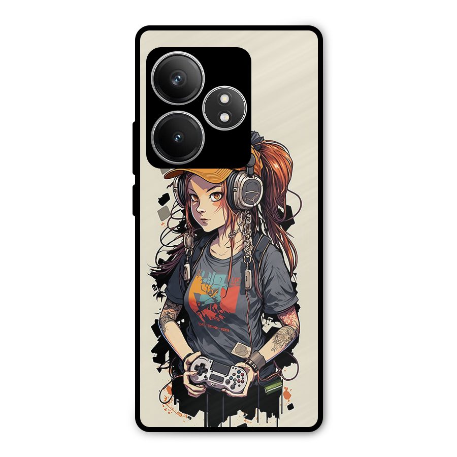 Cool Gamer Girl Metal Back Case for Realme GT 6T