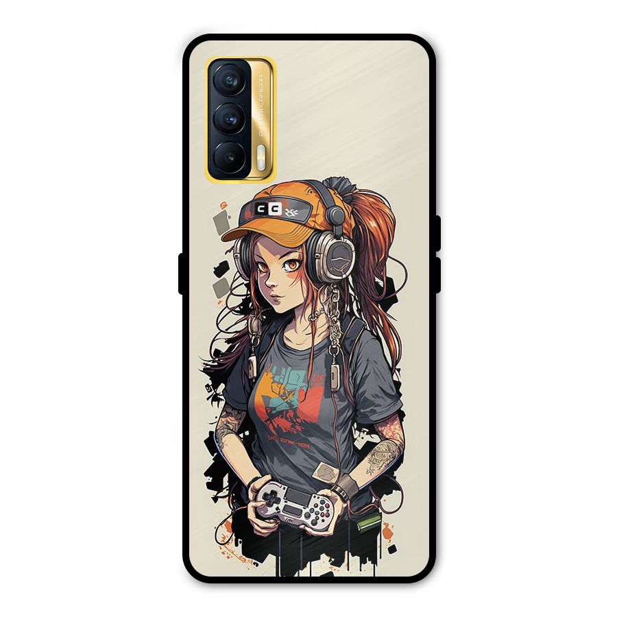 Cool Gamer Girl Metal Back Case for Realme X7