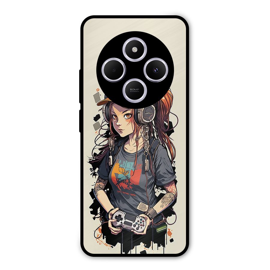 Cool Gamer Girl Metal Back Case for Redmi 14C