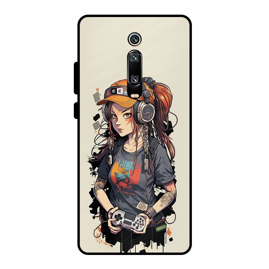 Cool Gamer Girl Metal Back Case for Redmi K20
