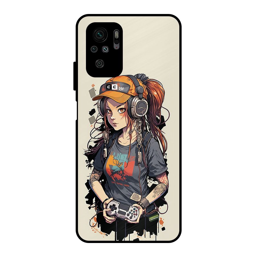 Cool Gamer Girl Metal Back Case for Redmi Note 10S