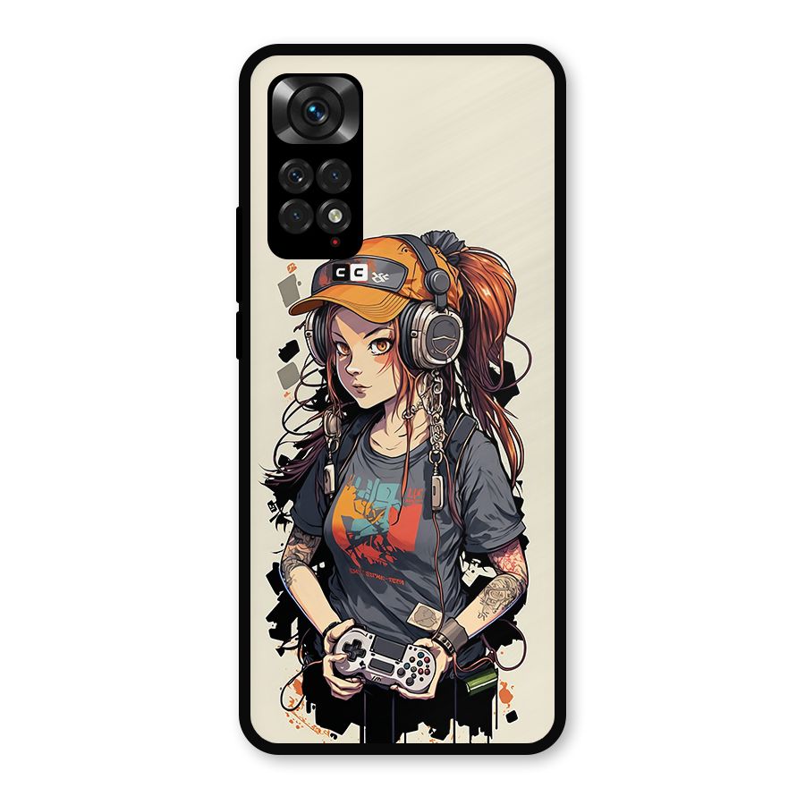 Cool Gamer Girl Metal Back Case for Redmi Note 11s