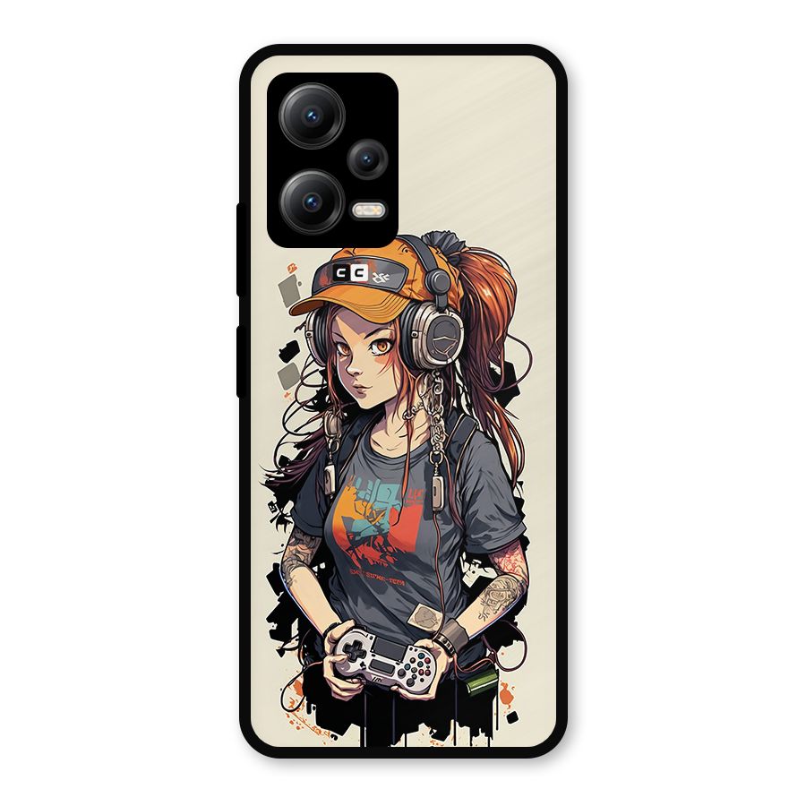 Cool Gamer Girl Metal Back Case for Redmi Note 12 5G