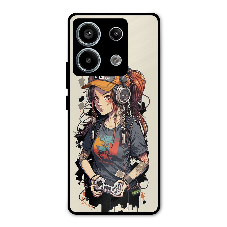 Cool Gamer Girl Metal Back Case for Redmi Note 13 Pro 5G