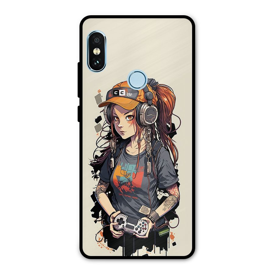 Cool Gamer Girl Metal Back Case for Redmi Note 5 Pro