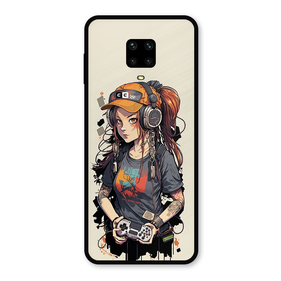 Cool Gamer Girl Metal Back Case for Redmi Note 9 Pro