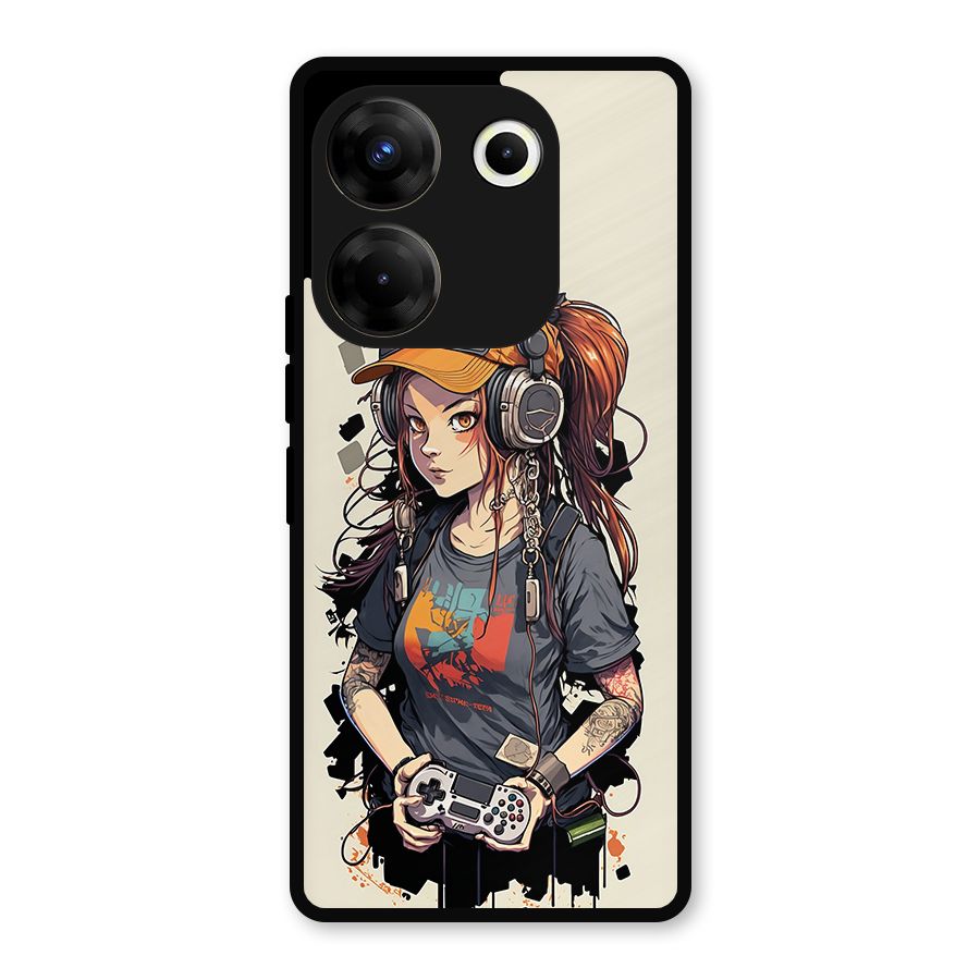 Cool Gamer Girl Metal Back Case for Tecno Camon 20 Pro