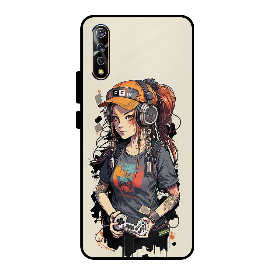 Cool Gamer Girl Metal Back Case for Vivo S1