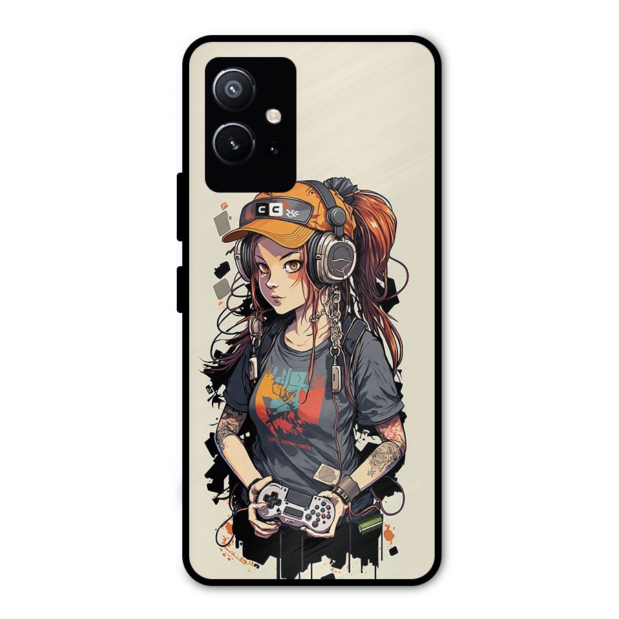 Cool Gamer Girl Metal Back Case for Vivo T1 5G