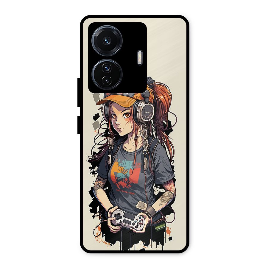 Cool Gamer Girl Metal Back Case for Vivo T1 Pro