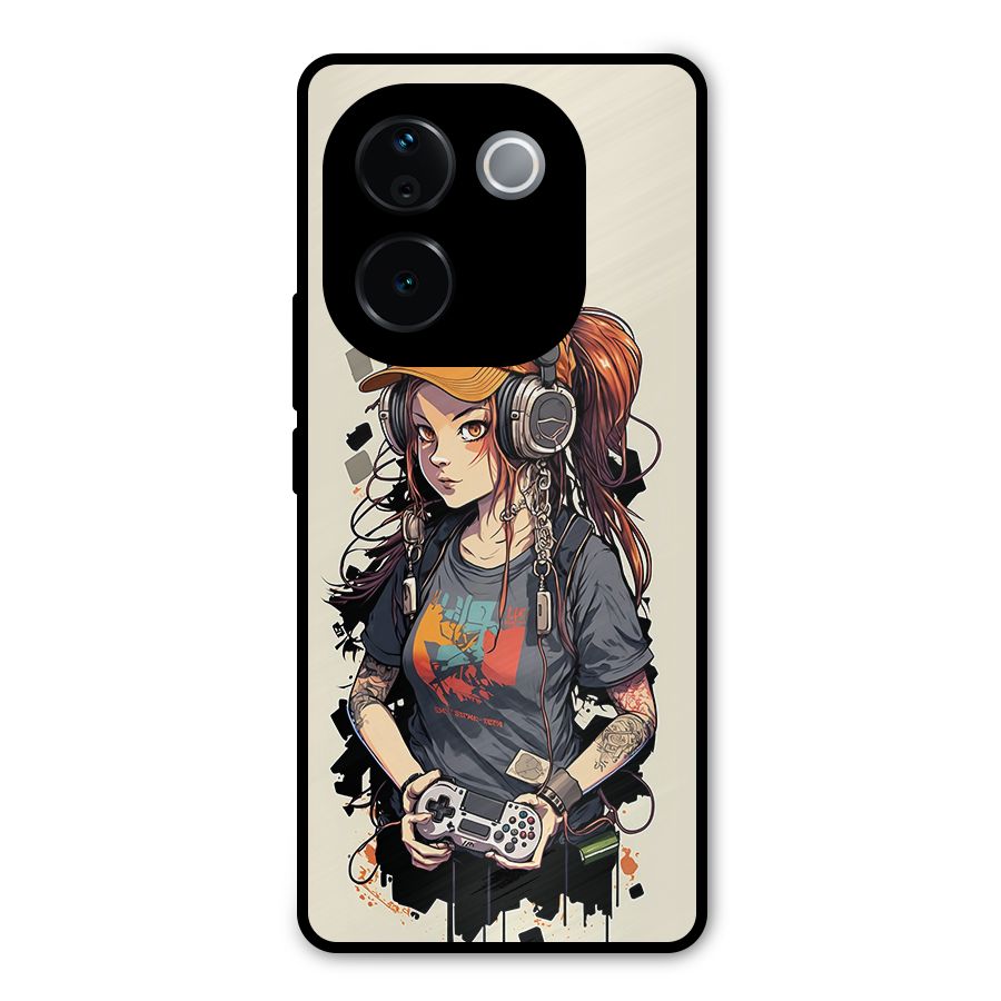 Cool Gamer Girl Metal Back Case for Vivo T3 Pro