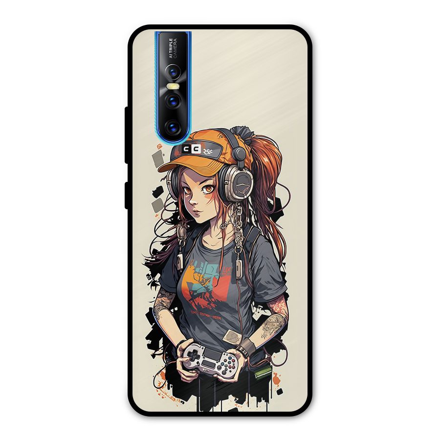 Cool Gamer Girl Metal Back Case for Vivo V15 Pro