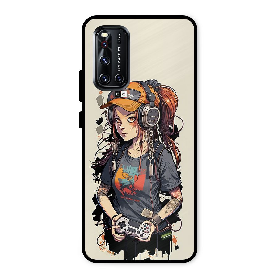 Cool Gamer Girl Metal Back Case for Vivo V19