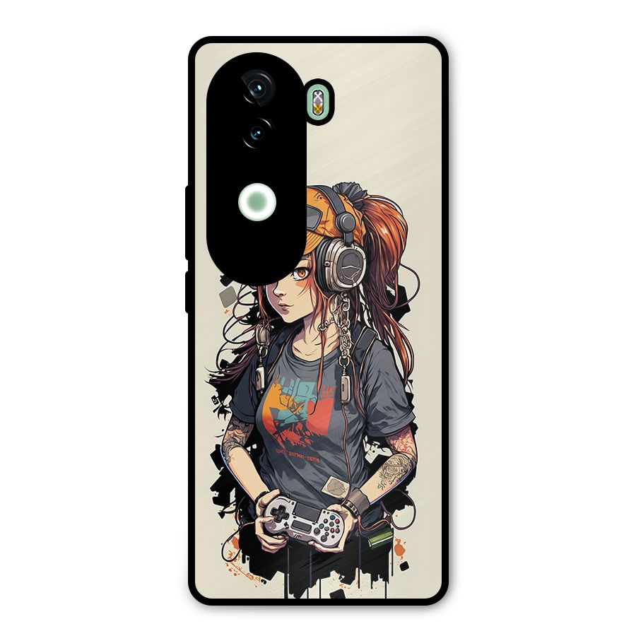 Cool Gamer Girl Metal Back Case for Vivo V40e