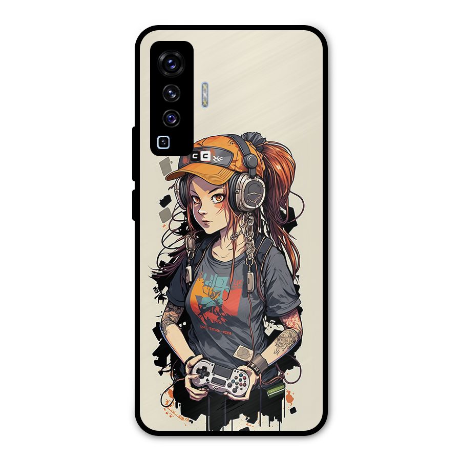 Cool Gamer Girl Metal Back Case for Vivo X50