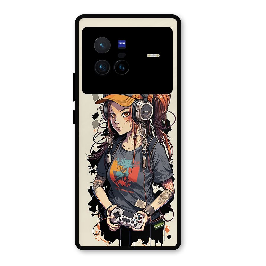 Cool Gamer Girl Metal Back Case for Vivo X80