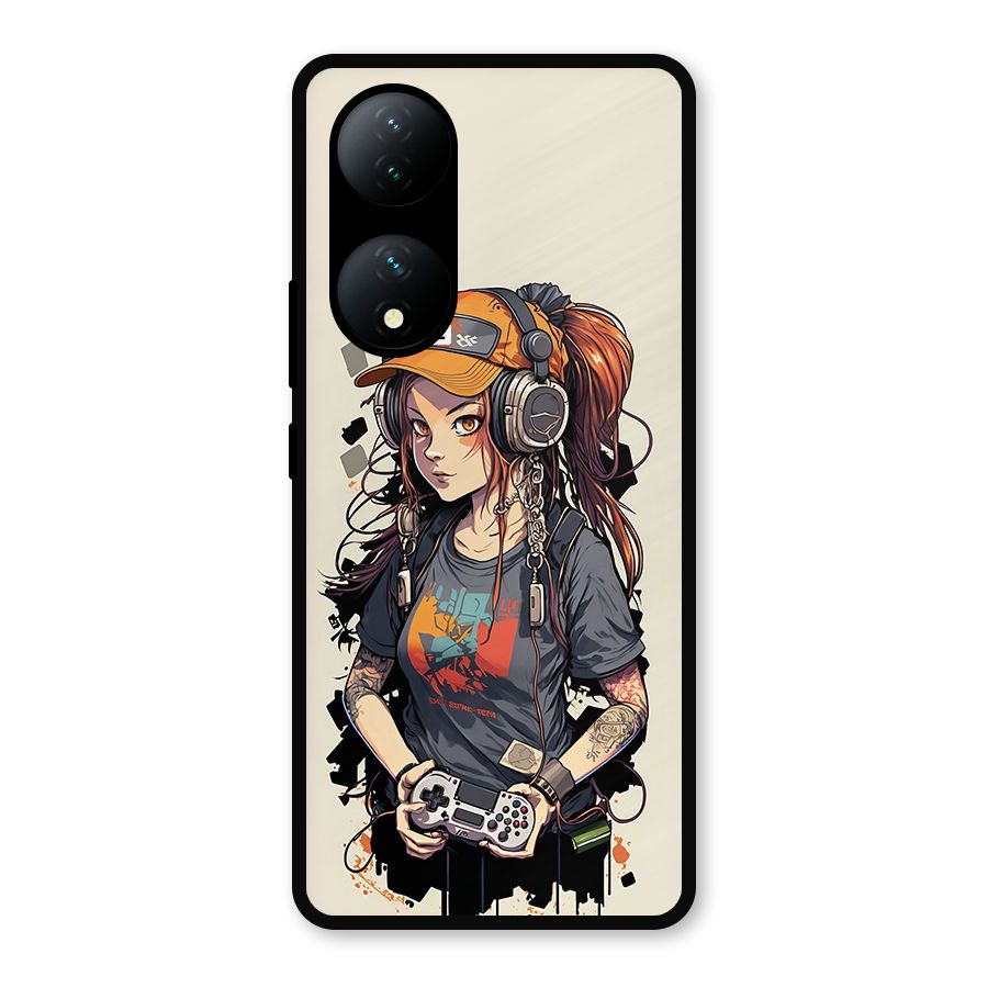 Cool Gamer Girl Metal Back Case for Vivo Y100