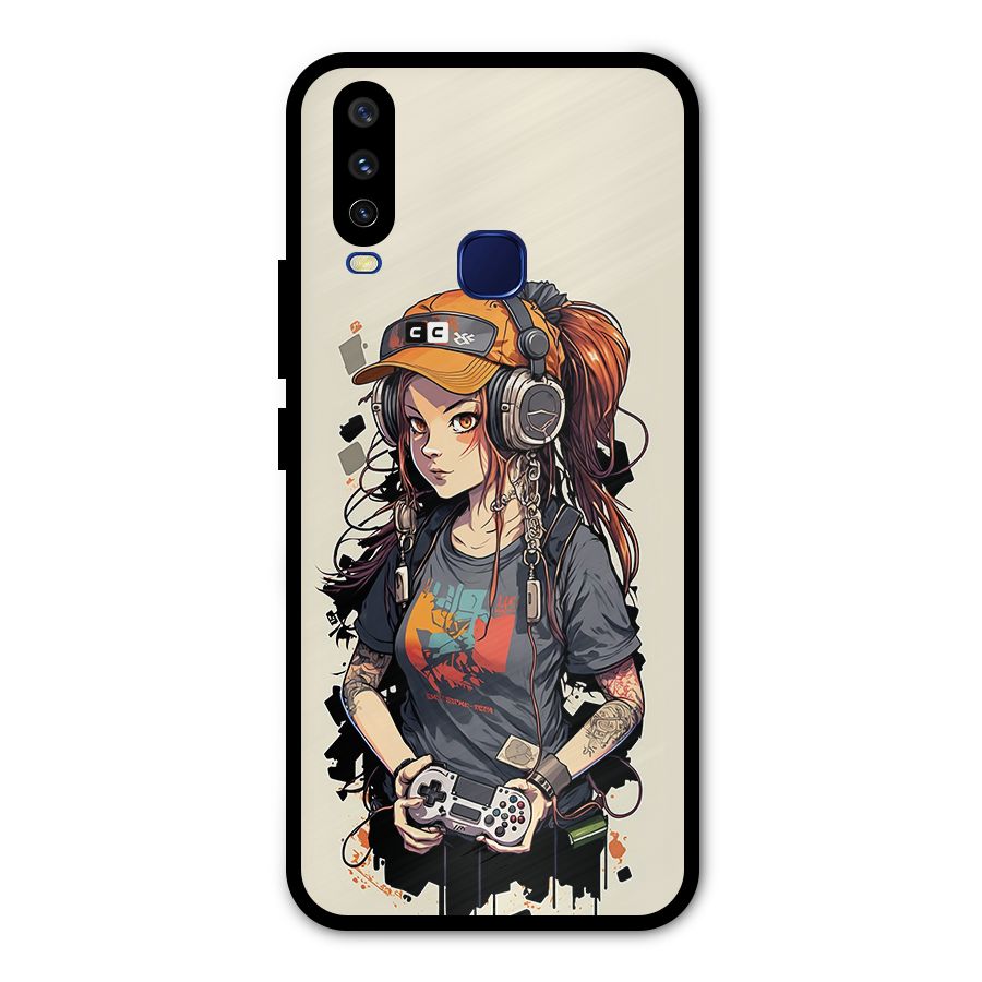 Cool Gamer Girl Metal Back Case for Vivo Y12