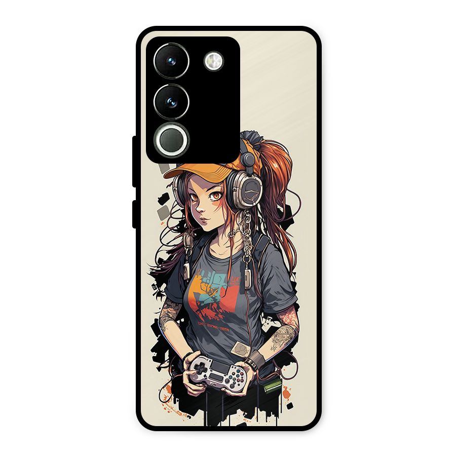 Cool Gamer Girl Metal Back Case for Vivo Y200