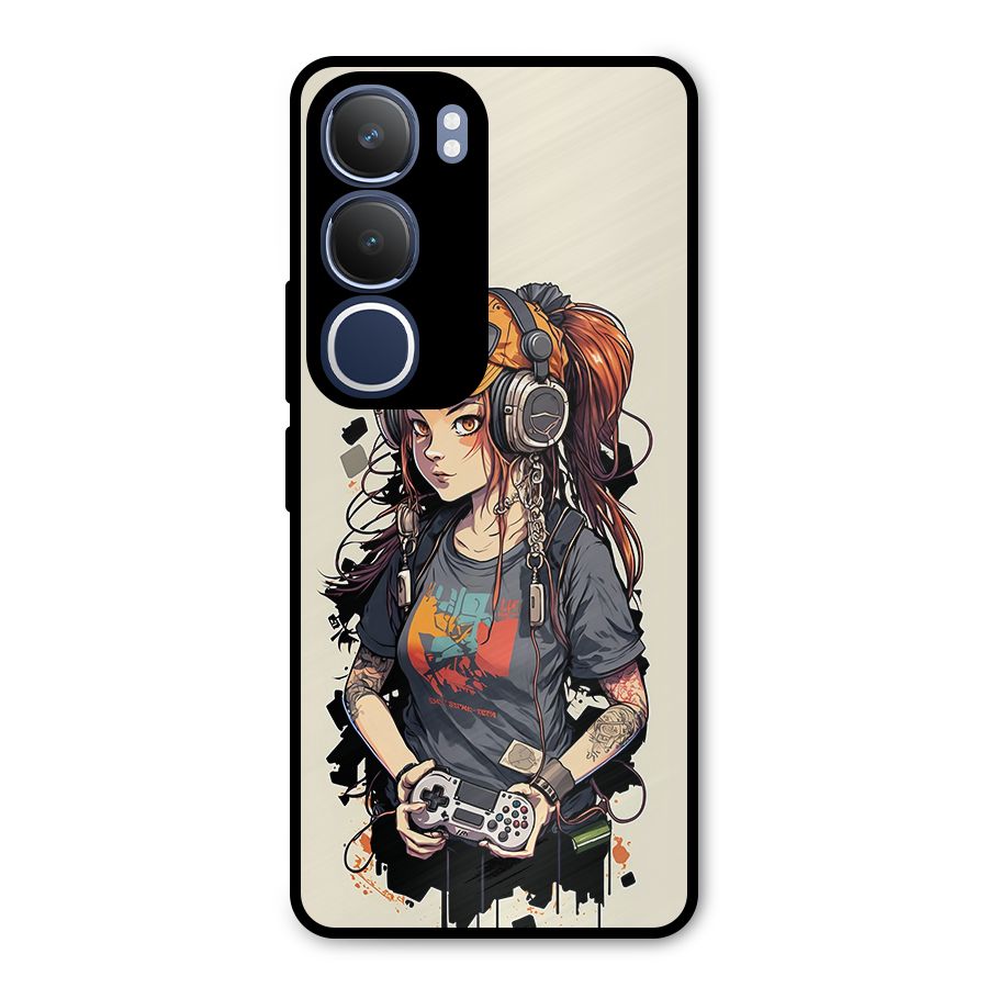 Cool Gamer Girl Metal Back Case for Vivo Y29