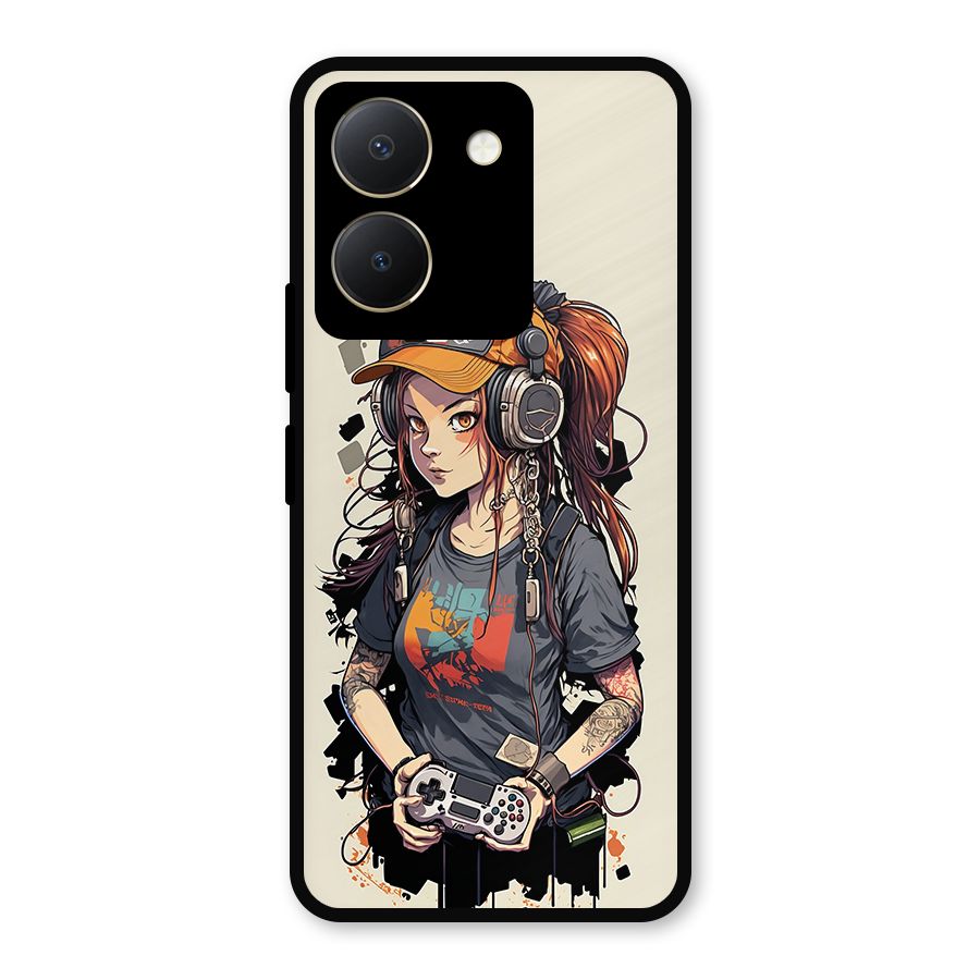 Cool Gamer Girl Metal Back Case for Vivo Y36