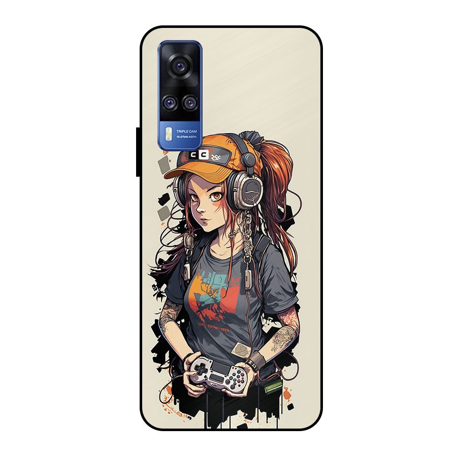 Cool Gamer Girl Metal Back Case for Vivo Y51