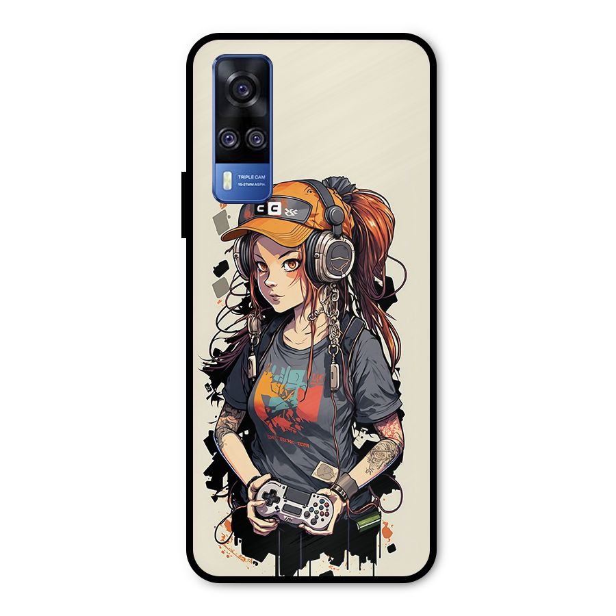 Cool Gamer Girl Metal Back Case for Vivo Y51A